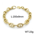 Bracciale a catena a maglie muso di maiale dorato da 9mm lungo 200mm con moschettone - Bracciale da 20cm (KB144250-Z) / Oro