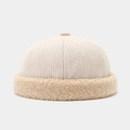 Dikke winter docker muts met gebreid patroon en warme fleece rand voor dames en heren - Verstelbaar / Broken Wit