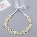 Pastel lace floral baby headband with chiffon bow and soft white elastic band - Flower Garland