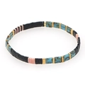 Handmade Tila bead bracelet in sky blue, black, and pink with golden metal accents - Sky Blue Black Pink Gold