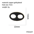 Fermoir nez de porc ovale noir en cuivre plaqué or 22x13mm pour création bijoux - Noir(P00659)