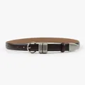 Classic coffee brown leather belt for women featuring a stylish silver circular ring buckle - Coffee