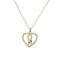 Collana dorata con pendente a forma di cuore a serpente e zirconi su sfondo bianco - Serpente Cuore