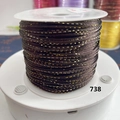 DIY brown braiding cord with gold metallic silk, color 738, on white plastic spool - Dark Brown With Gold Thread (738)