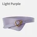 Chic light purple wide leather waist belt with gold triangle buckle for women - Light Purple