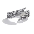 Bague ouverte ailes en argent thaï rétro avec motif plume détaillé et style punk - Bague Ange