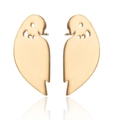 Modern bird-shaped gold stainless steel earrings with a polished finish for women - 240/Parrot / Gold