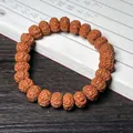 Rudraksha prayer bead bracelet with natural brown texture and polished oval seeds - King Rudraksha 8-12mm (Single Loop)