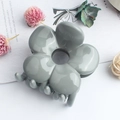 Glossy grey flower-shaped hair claw clip for women in a minimalist floral design - Glossy Light Grey
