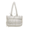 Gesteppte Puffer-Tasche mit grauen Streifen und Schleifen-Details für Damen Alltag - Khaki