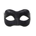 Elegant black masquerade half face mask with matte finish and butterfly glitter patterns - Solid Black