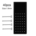 Detail view of 40pcs 1.8mm stainless steel nose studs set in a black display box - Straight Bar (1.8mm) / 40pcs/box / Silver Bar + White Zircon