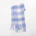 Chic blue and white plaid scarf with fringe, soft autumn winter warm cashmere feel wrap - Blue and White Plaid (Style H)