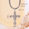Silver cross pendant necklace on a snake chain with pearl and zircon inlay details - Vintage Pearl Rhinestone Cross (2694)