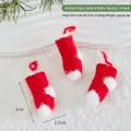 Set of 3 knitted mini Christmas socks decorations with hanging loops in red and white - Knitted Style (Red & White Sock)