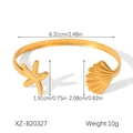 Detailed dimension guide for 18K gold stainless steel bangle with starfish and shell charms - Ocean Element Shell Style (XZ-B20327)