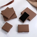 Brown fabric textured jewelry box with black velvet lining for rings and necklaces - 5*5*1.5CM / Grid Texture Brown