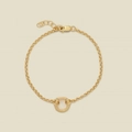 Minimalist gold chain bracelet with square cubic zirconia and adjustable fastener - O-chain Bracelet + Jump Ring