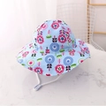 Kids light blue bucket hat with floral digital print and adjustable chin strap - EU 48 / Light Blue Floral