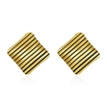 Rhombus-Ohrringe mit 18K Vergoldung, schwarzen Diagonalstreifen und strukturierter Optik - Quadratischer schwarzer Streifen (MS-597C)