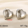 Polished silver heart-shaped hollow earrings 30mm diameter stainless steel jewelry - Silver Hollow Heart Earrings (KE112208-K)