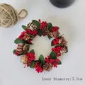 Christmas wreath candle holder with red berries and pinecones, inner diameter 7.5cm - Dublin Wreath P (ID 7.5cm)