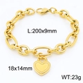 Bracciale a cuore in acciaio inossidabile placcato oro 18k con catena a maglie - Braccialetto d'oro (KB183404-Z)