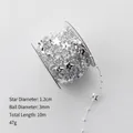 Silver bead chain with stars for Christmas tree decoration, 10 meters long for DIY - Silver Star Bead Chain 10m