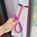 Gevlochten haarextensies met roze en paars verloop en zwart elastiek op kaart - Lichtroze Gradiënt Lichtpaars