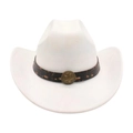 Chapeau de cowboy blanc en suédine avec bandeau marron et emblème d'étoile - Taille unique / Blanc