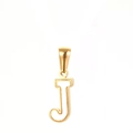 Minimalist gold-plated stainless steel hollow letter J pendant with a glossy metallic finish - Letter J
