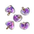 Purple iridescent acrylic heart pendant with gold ring for DIY jewelry making - Iridescent Purple Acrylic (10pcs/pack)