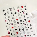Punk style Halloween nail stickers M-1190 with silver foil cartoon and heart designs - M1190-Metallic Foil Color (Punk Street Style)