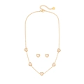 Golden stainless steel jewelry set with white heart pendants for elegant women - 1# Necklace Set (Necklace + Earrings)