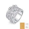 Exquisite S925 sterling silver moissanite ring with layered design and GRA certificate - US Size 7 / Moissanite (with GRA Certificate)