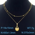 Double-layered 18K gold plated star necklace with teardrop diamond-set pendant - Rhinestone Water Drop Style (KN250371-SY)