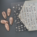 5D floral embossed nail stickers with white daisies and orange centers on nude pink nails - White Daisy (FEB-896)