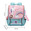 Pink and blue unicorn school backpack for girls with 37cm height dimensions - Large (Suitable for Grades 1-3) / Green Pink