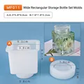 Rectangular storage bottle resin mold set with lid for DIY craft making - Wide Rectangular Bottle