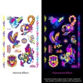 Neon graffiti tattoo sticker DWYG03 featuring eagle and lion patterns with glow effect - Fluorescent DWYG-003