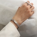 Bracciale a catena groumette argento con piastrina ID e anelli a treccia coordinati - Chiusura Magnetica / Argento