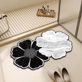 Floral wabi-sabi bathroom mat with black and white marble patterns and non-slip texture - 40*60cm (Normal Diatomite) / H-Black and White Marble Texture