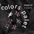 Mini Y2K star nail charms with deep red rhinestones in shiny silver finish - 10# Starburst (9*7mm)