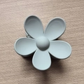 Matte Morandi blue five-petal flower hair claw clip with a frosted finish for styling - 7cm / Gray