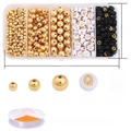 Kit gioielli fai da te con perline dorate, lettere e filo elastico in scatola - Kit Oro 5 scomparti (Perline CCB Oro + Perline Lettere + Filo Elastico)