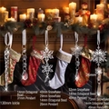 Hanging crystal snowflake and icicle ornaments with octagon beads for Christmas tree - Set A-Transparent Snowflake Beads 10pcs