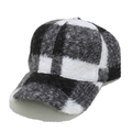Berretto da baseball invernale in pile teddy a scacchi bianchi e neri caldi - M (56-58cm) / Bianco