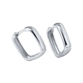 Orecchini a cerchio geometrici quadrati minimalisti in argento con finitura lucida - Argento - Rettangolo Arrotondato Huggie