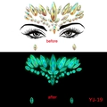 Detailed comparison of YJ-19 glowing face jewels in natural light and dark environment - YJ-19