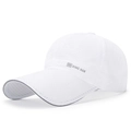 Lightweight white baseball cap with laser-cut breathability holes and reflective logo - White
